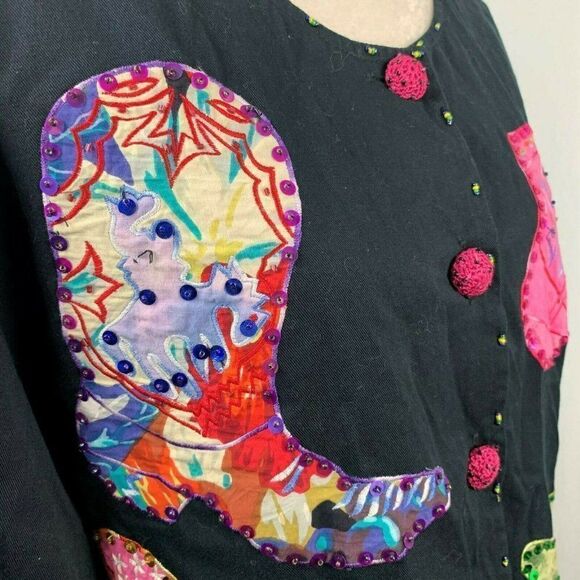 Vintage 90s Western Jacket M Applique Sequins - Picture 3 of 8
